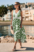 Blau tropisches Maxi-Strandkleid