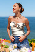 Gestreiftes Bandeau-Top mit Sweetheart-Ausschnitt