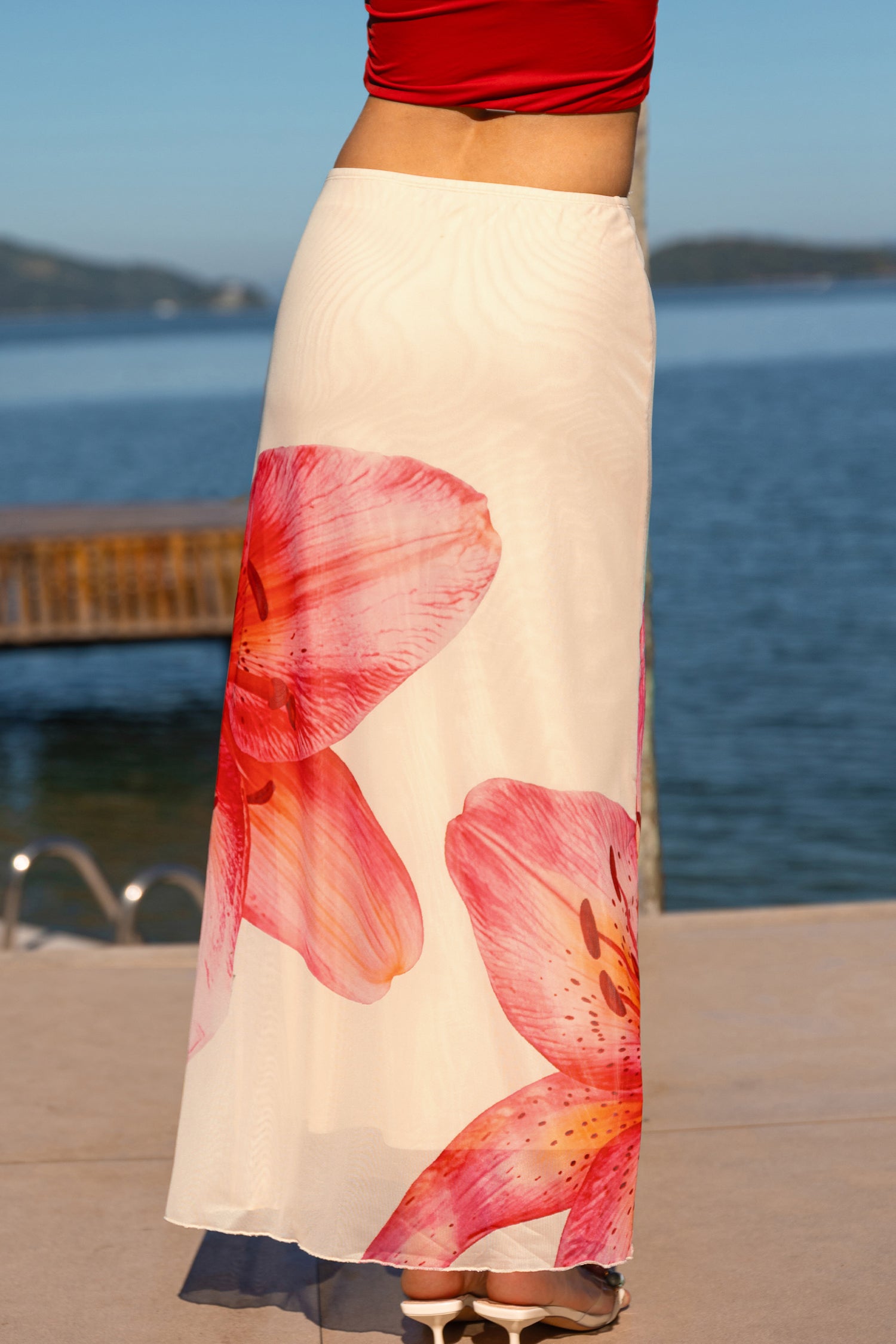 Figurbetonter Maxirock mit Blumenprint