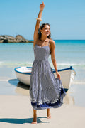 Blau Gestreiftes Maxi-Sommerkleid