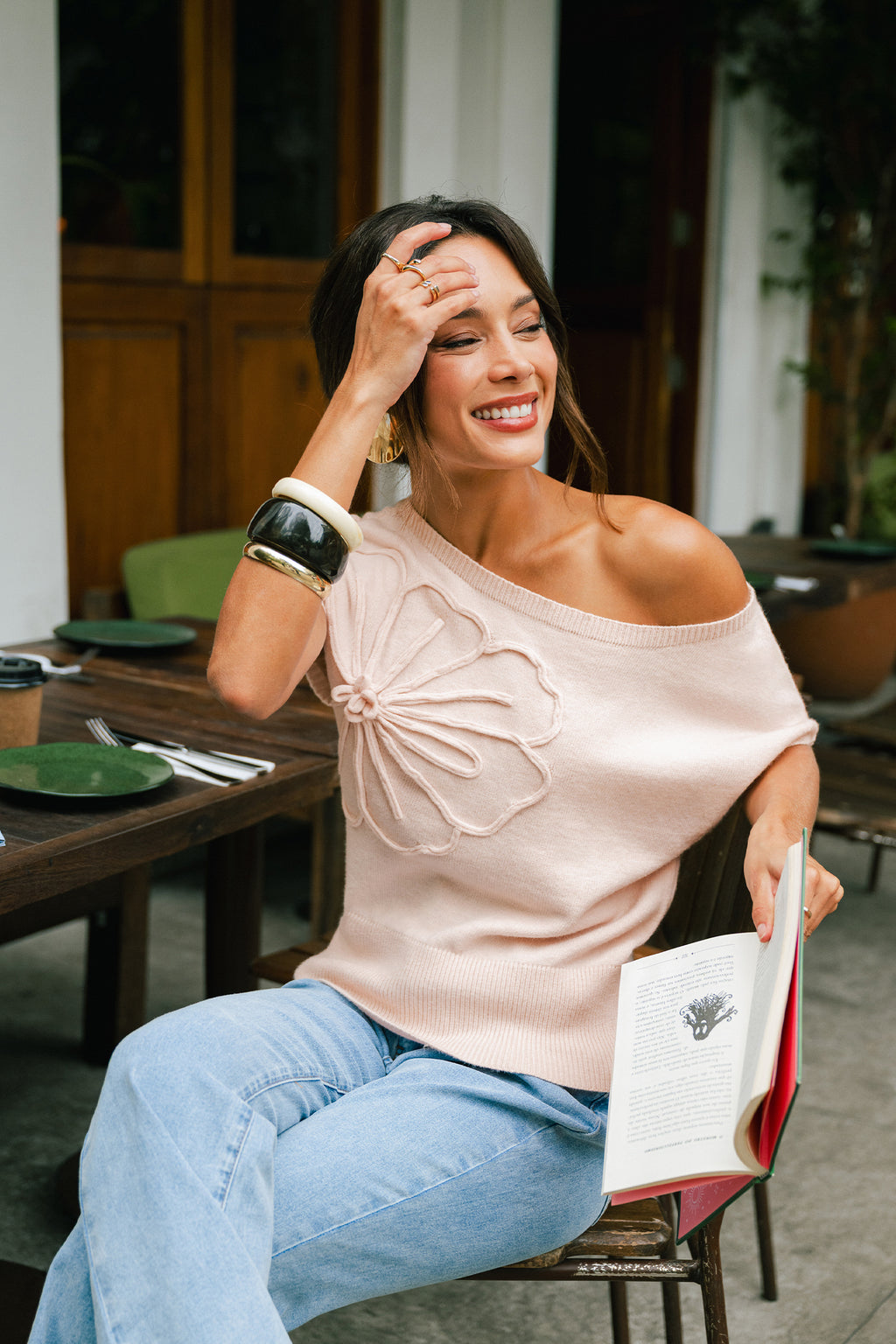 Rosa Kurzarm Pullover mit kurzen Ärmeln
