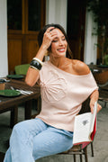 Rosa Kurzarm Pullover mit kurzen Ärmeln