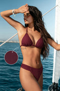 Burgunderrotes Low-Waist Triangel-Bikini-Set