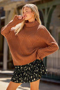 Brauner Rollkragen Lange Ärmel Pullover