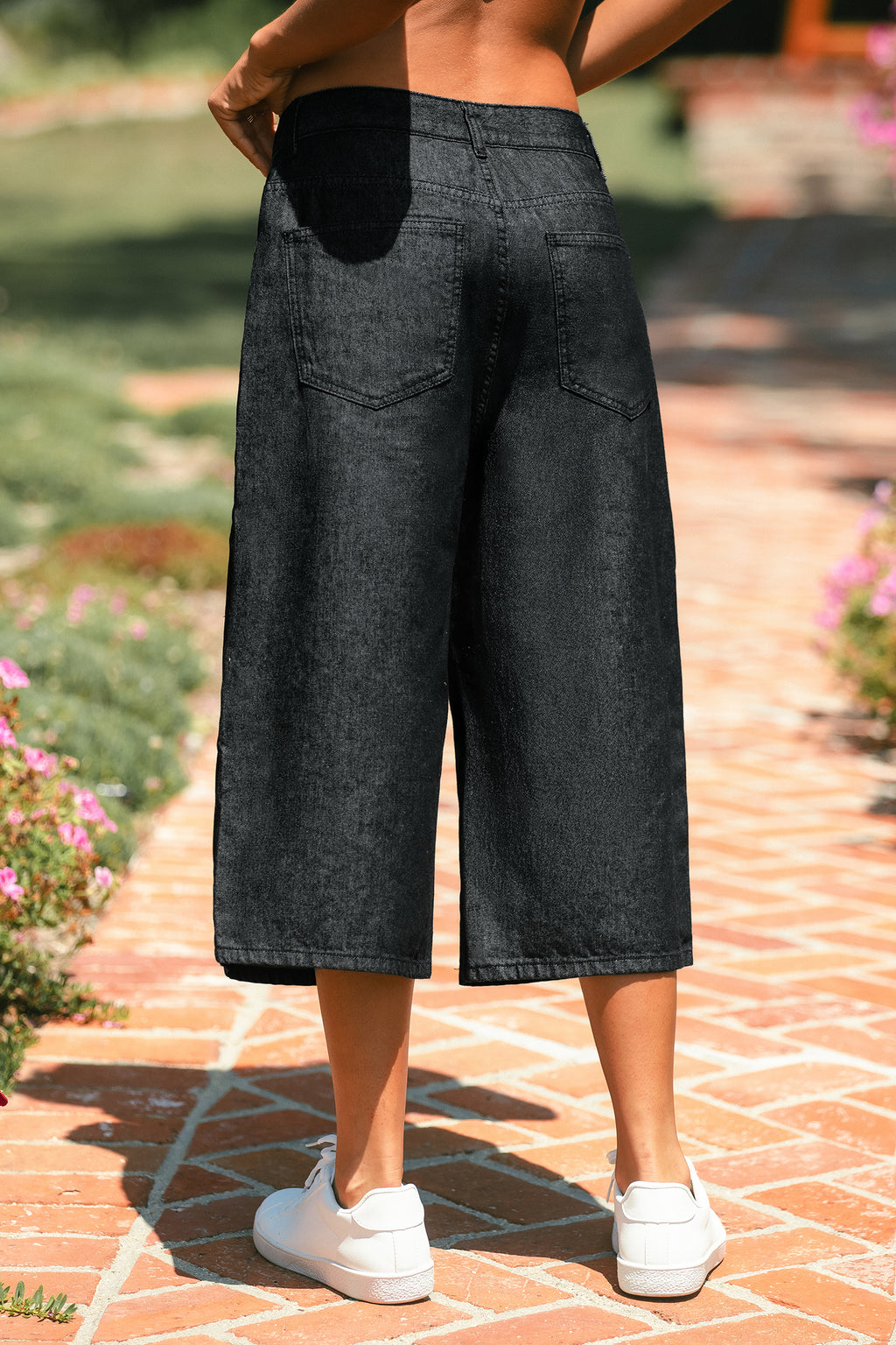 Schwarze Cropped-Jeanshose