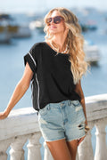 Schwarzes Kurzarmshirt mit Rundhalsausschnitt