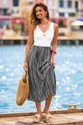 Ärmelloses Geometrischer Print Maxi-Sommerkleid
