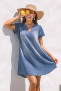 Blaues Mini-Jeanskleid aus Baumwolle
