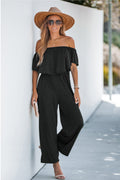 Kurzärmeliger Off-the-Shoulder-Jumpsuit