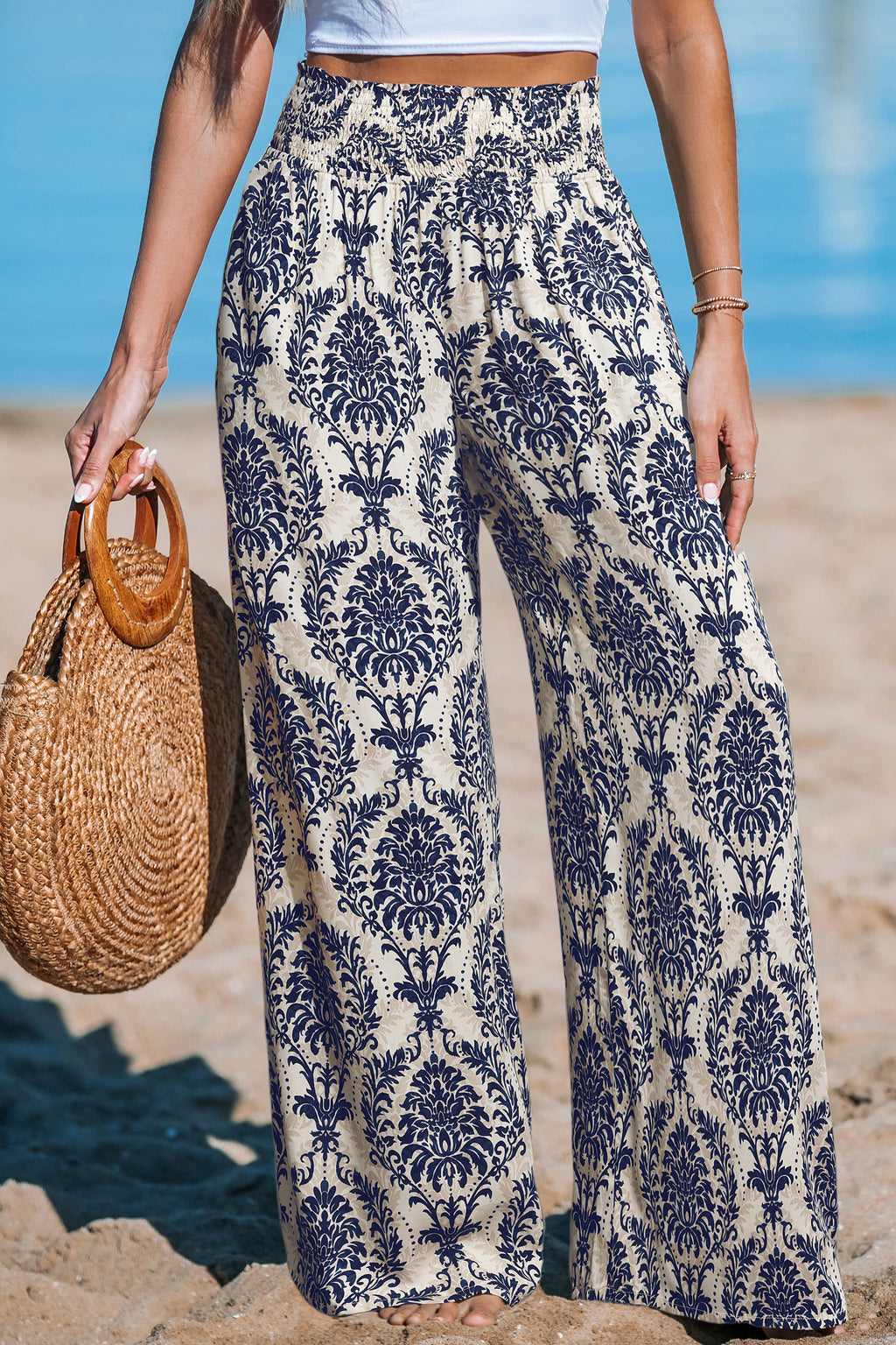 Gewebte Hose mit gesmokter Taille