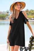 Schwarzes Mini-Strandkleid mit Cut-outs