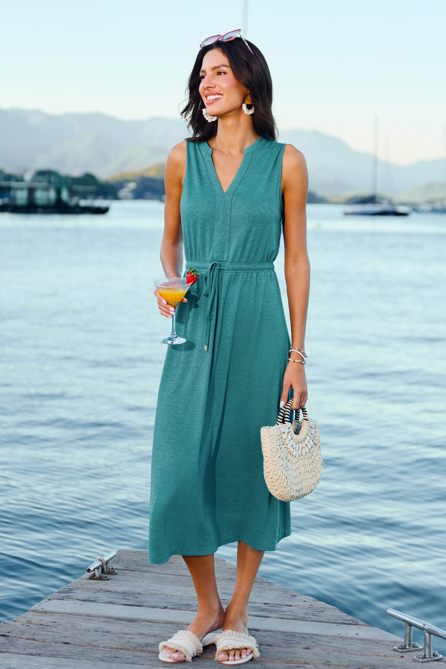 Aqua Ärmelloses Maxikleid