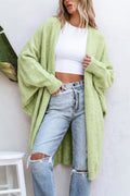Grüne Strickjacke mit offener Vorderseite