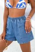 Jeans-Shorts mit Gummizug-Bund und Taschen