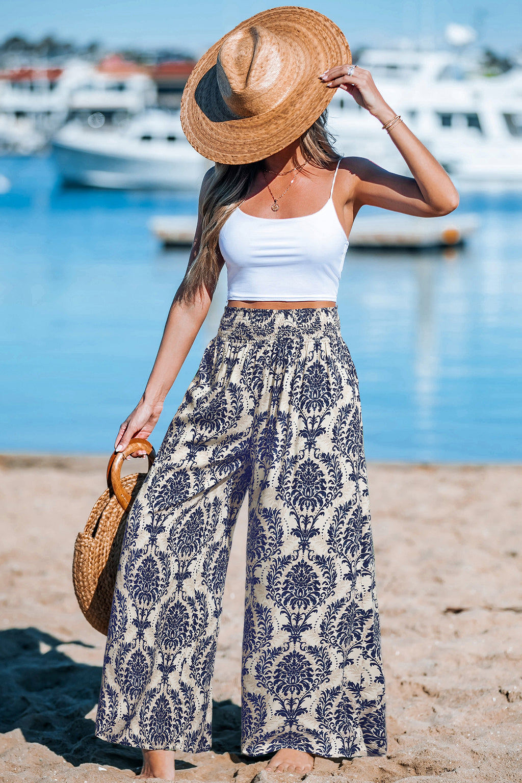 Gewebte Hose mit gesmokter Taille