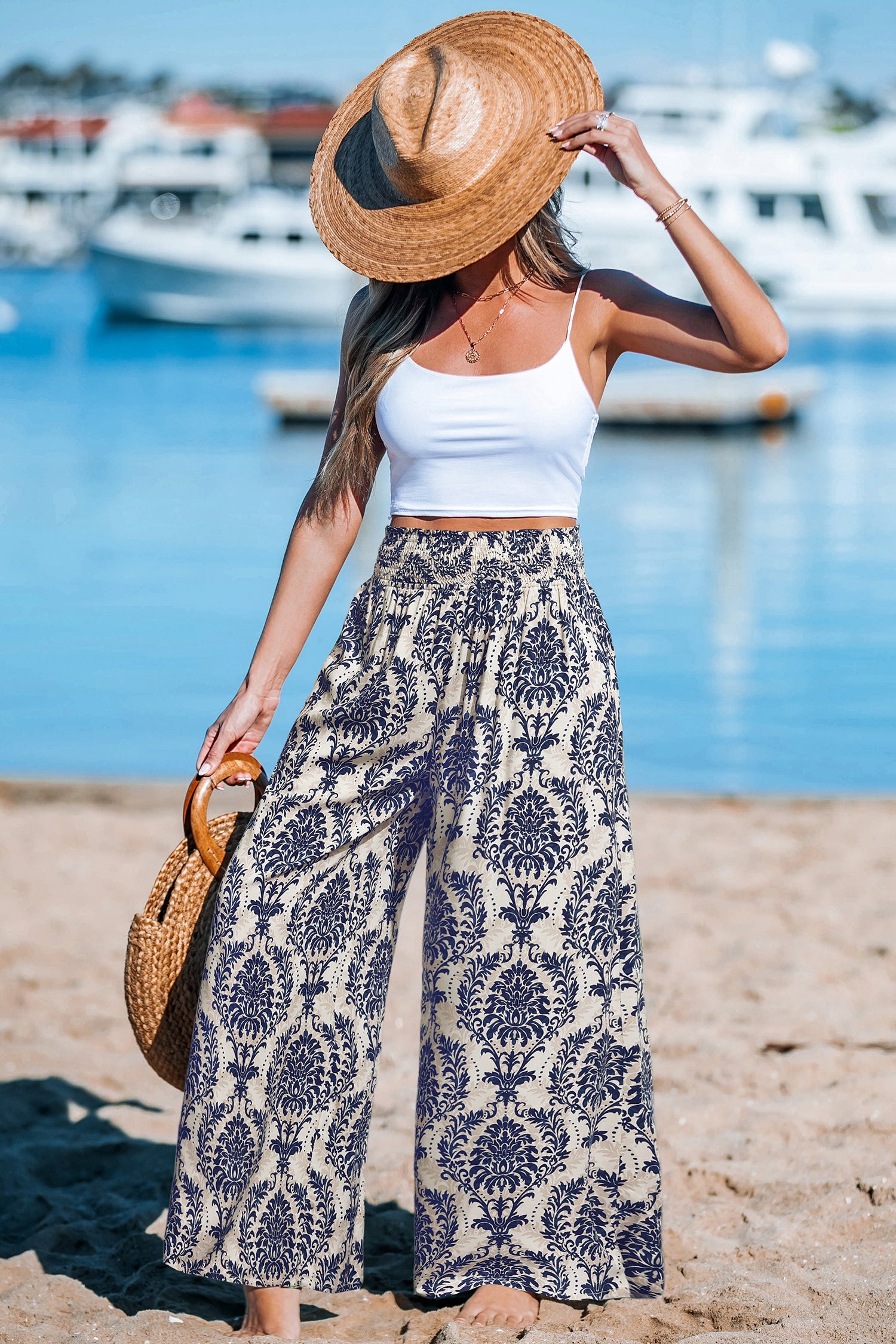 Gewebte Hose mit gesmokter Taille
