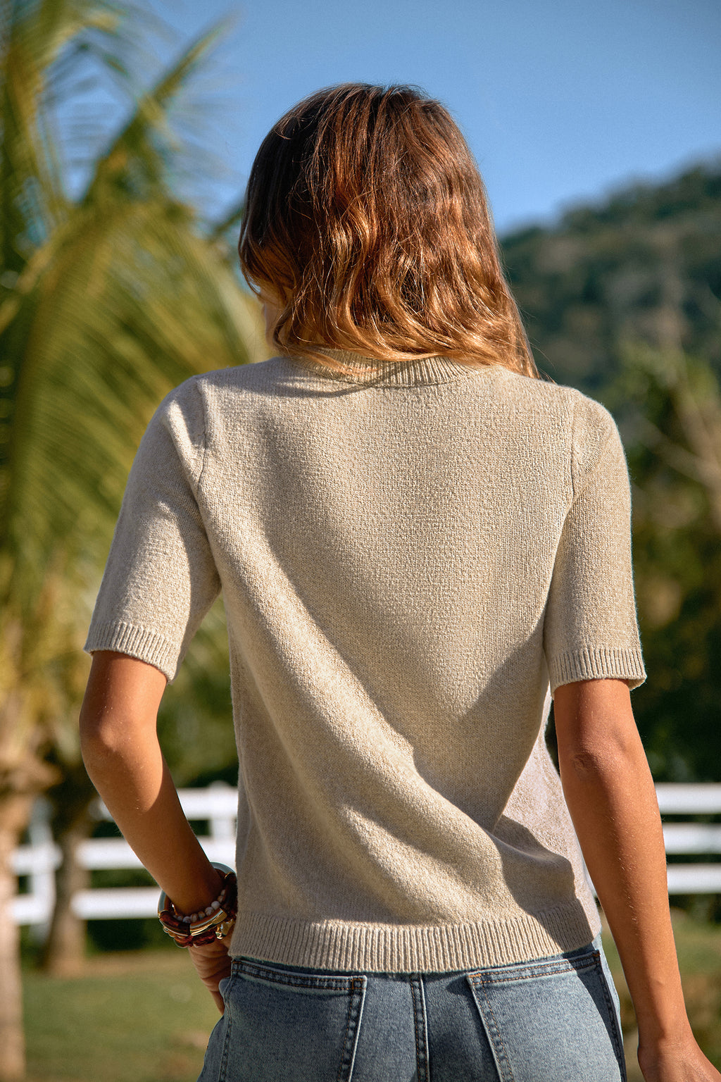 Kurzarm-Pullover mit Rundhalsausschnitt
