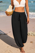 Schwarze Hose mit gesmokter Taille