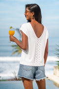 Weißes Stricktop mit V-Rücken