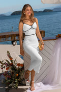 Weißes Maxi-Abendkleid mit Herzausschnitt