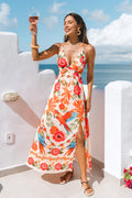 Geblümtes Ärmelloses Maxi-Strandkleid