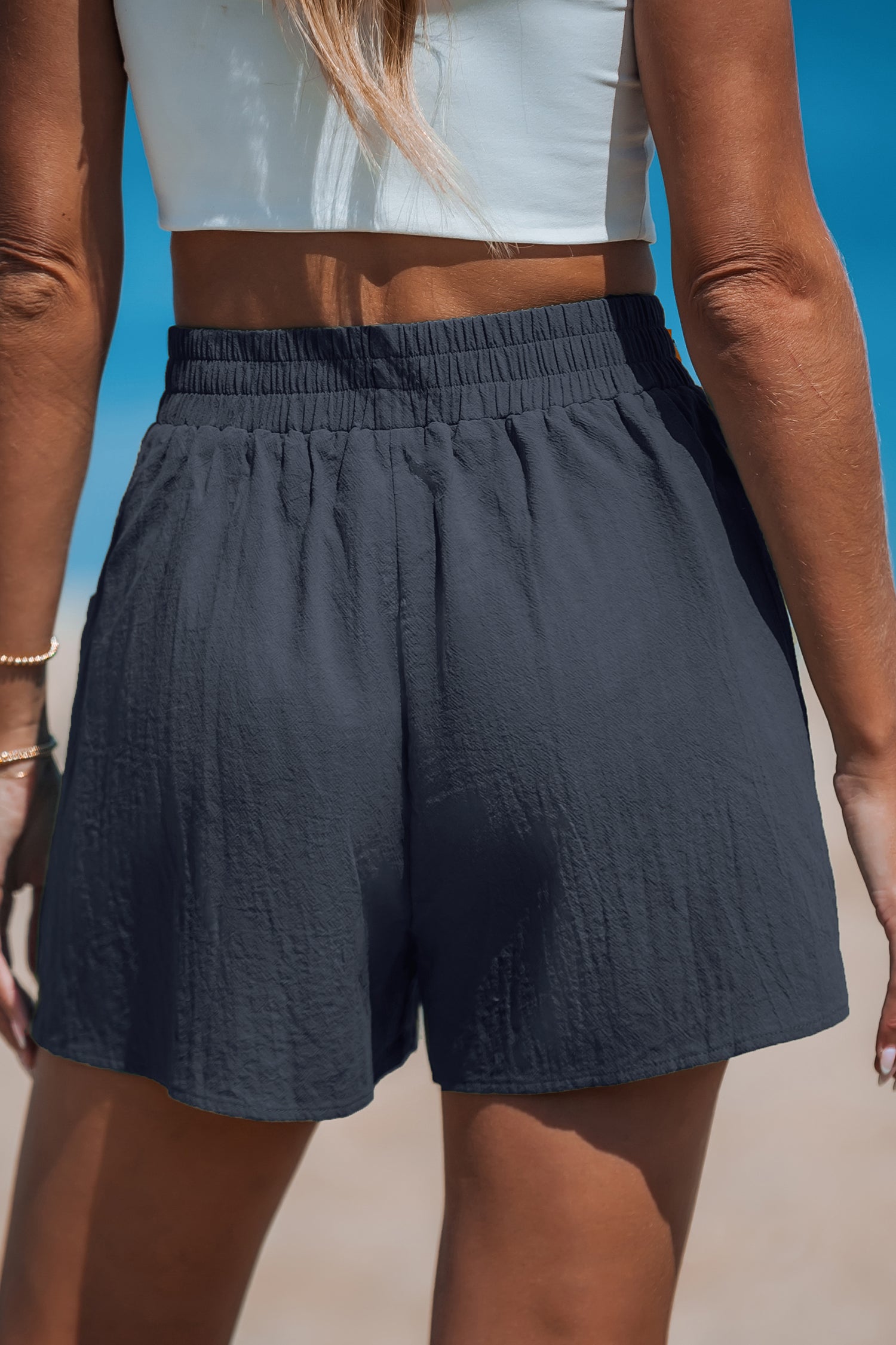 Reine Baumwolle Navy Shorts mit elastischer Taille