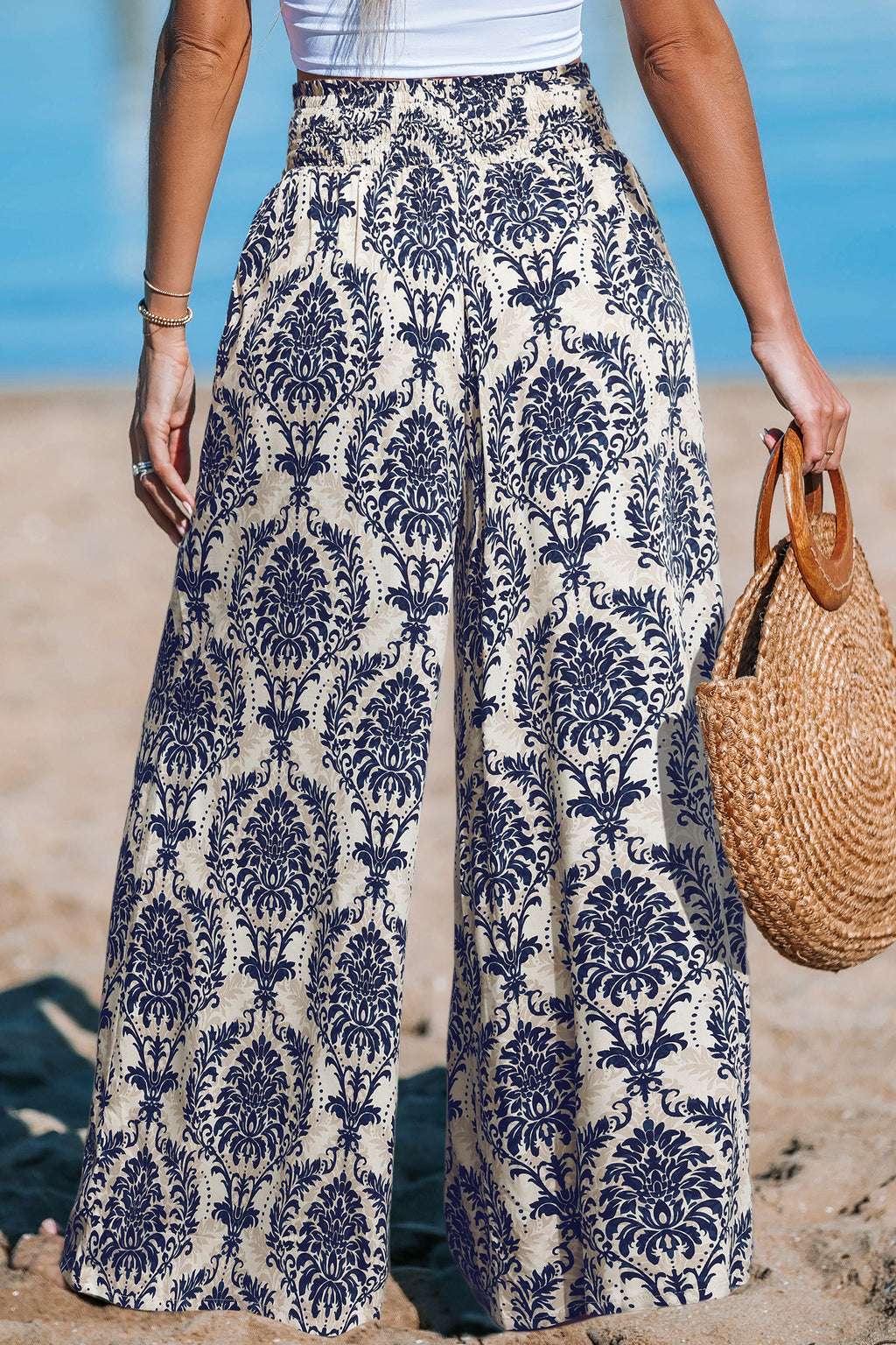 Gewebte Hose mit gesmokter Taille