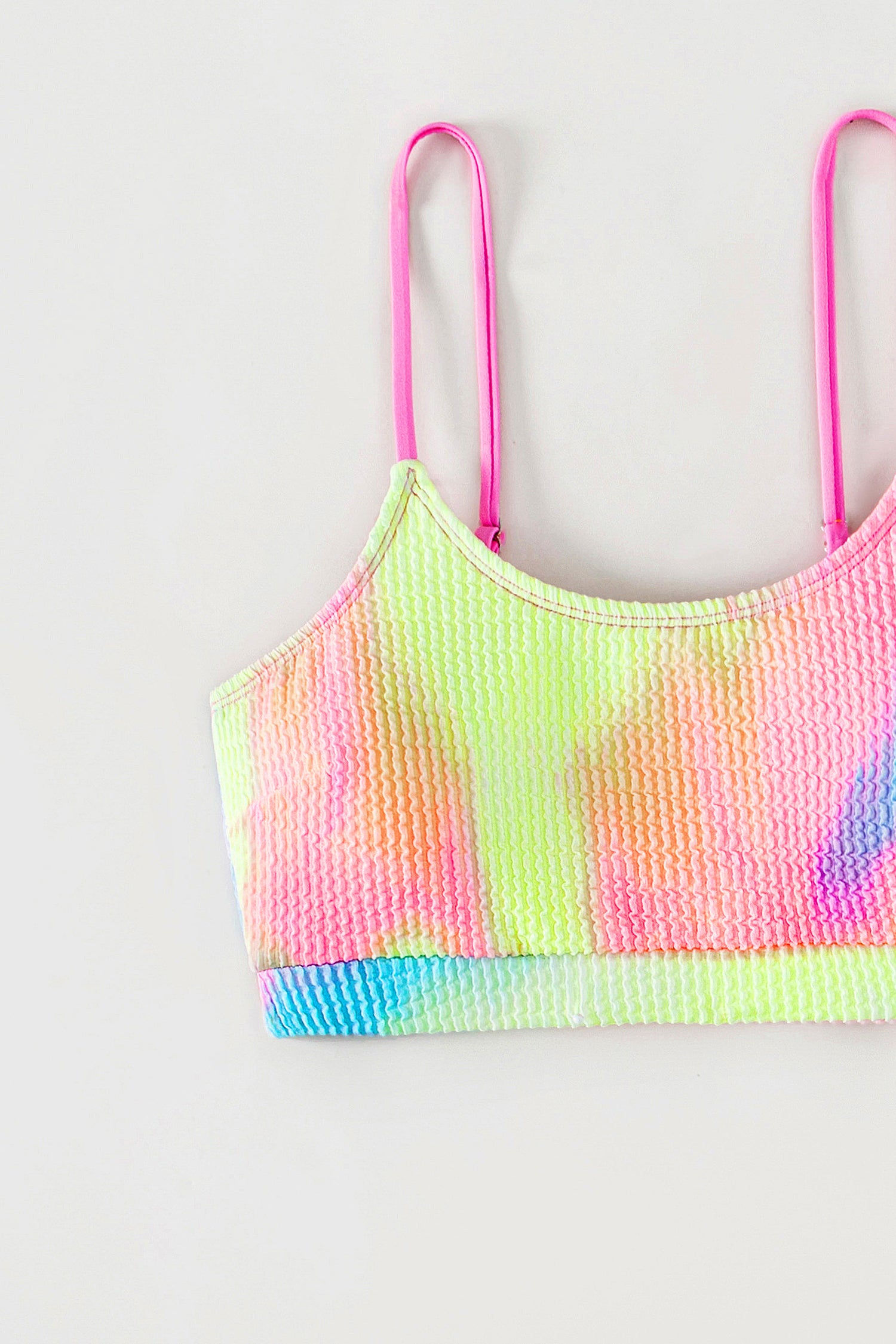 Texturiertes Tie-Dye Oberteil mit U-Ausschnitt & Bikini-Set mit hoher Taille