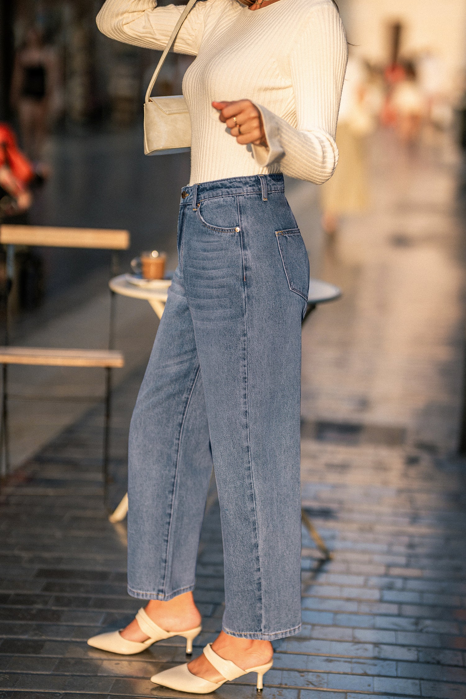 Blaue Straight-Leg-Jeanshose