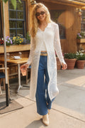 Weiße Longline-Strickjacke