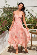 Rosa Geblümtes Midi-Sommerkleid