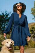 Blaues Langarm Minikleid
