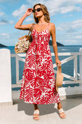 Rot Tropisches Maxi-Strandkleid mit Sweetheart-Ausschnitt