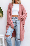 Rosa Strickjacke mit offener Vorderseite