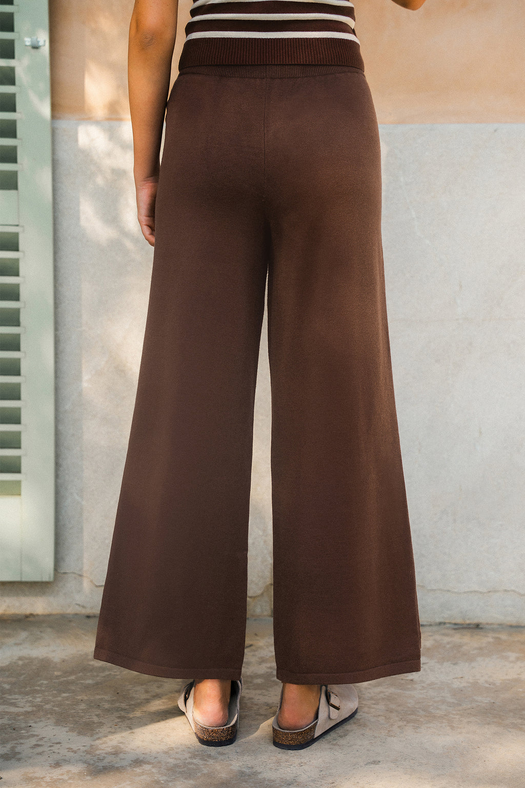 Braune Strickhose mit Kordelzug