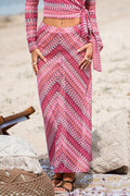 Rosa Maxi-Strandsarong mit Rückenschlitz