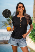 Schwarzes Strick-Top mit Rundhalsausschnitt