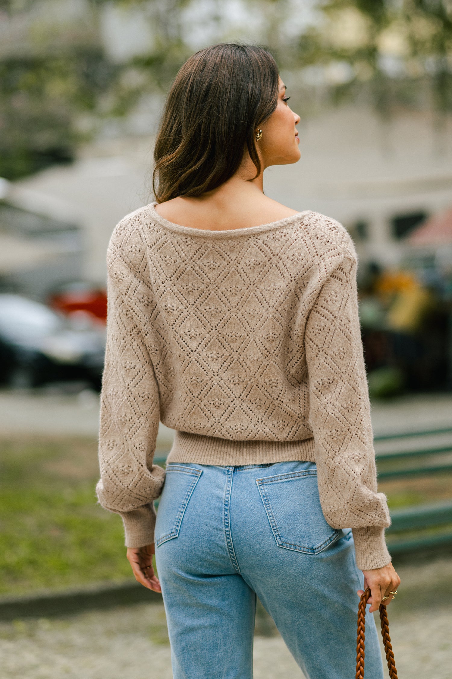 Camel U-Boot-Ausschnitt Langarmpullover