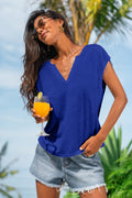 Blaues lockeres Kurzarmshirt