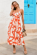 Orange Abstraktes Midi-Strandkleid