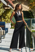 Schwarze Stoffhose mit geradem Bein