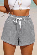 Blau Gestreifte sommerliche Shorts mit elastischem Bund