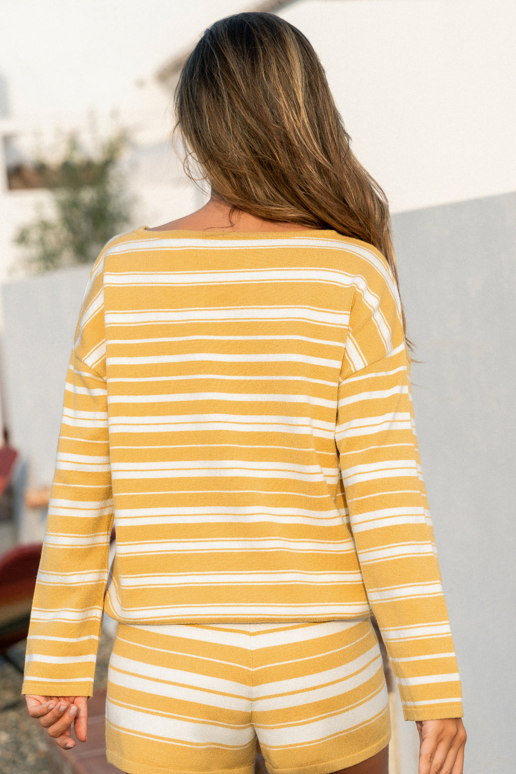 Gelb Gestreifter Pullover