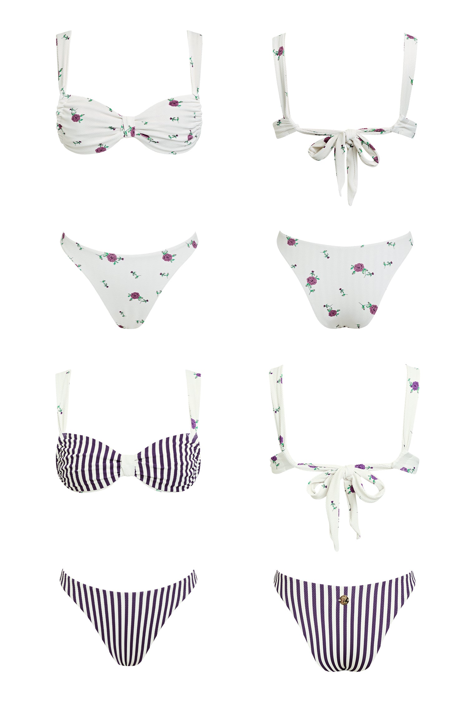 Mid-Waist Breite Träger Wendebikini-Set ohne Cups