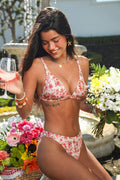 Geblümtes Mid-Waist Bikini-Set mit tiefem Ausschnitt