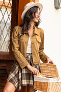 Braune Jacke in Wildlederoptik