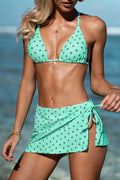 Mint 3-teiliges Low-Waist Triangel-Bikini-Set mit Sarong