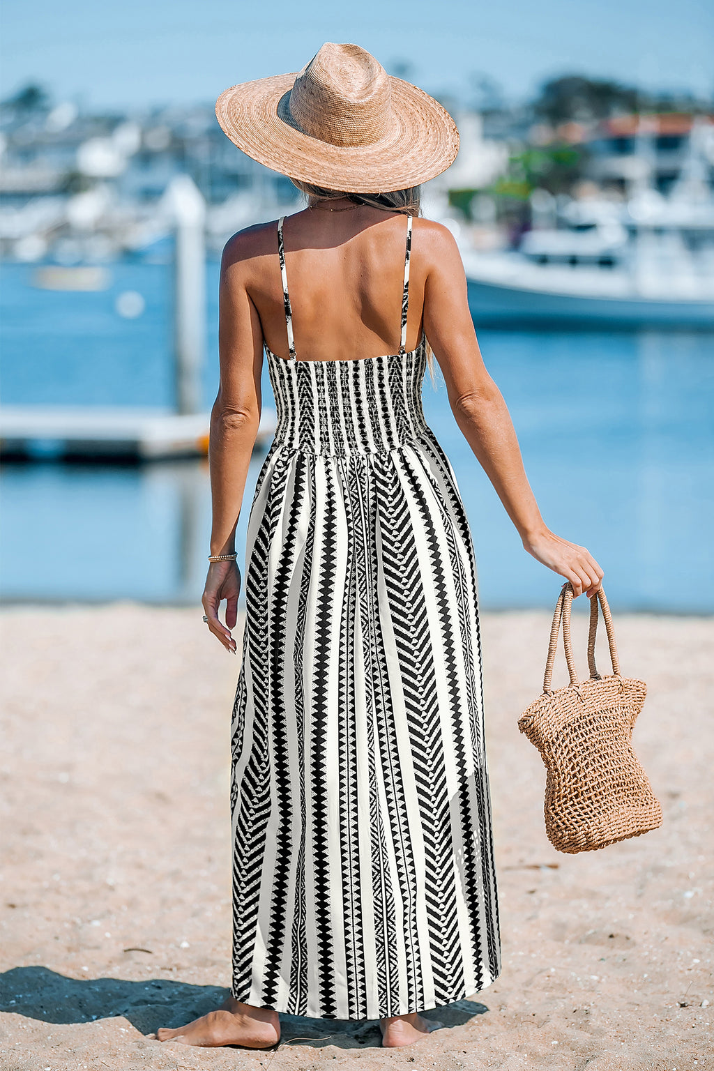 Geometrischer Print Maxi-Strandkleid in Wickeloptik