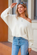 Beiger Bootsausschnitt Pullover