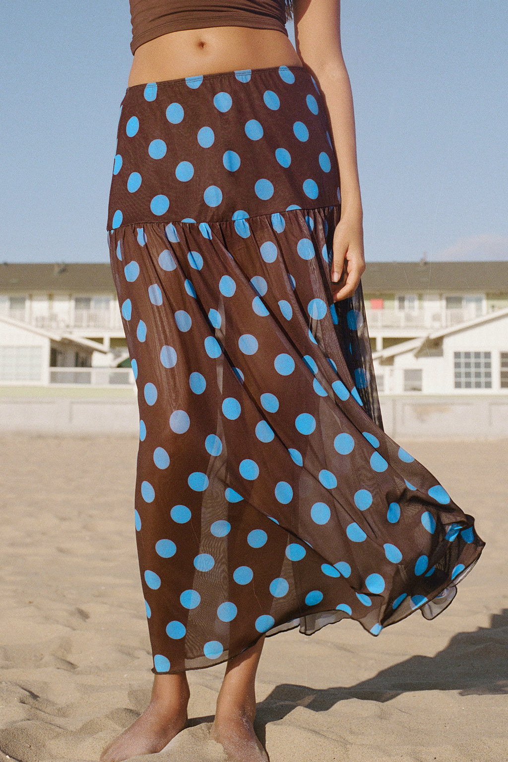 Brauner Polka-Dot Maxi-Strand-Sarong